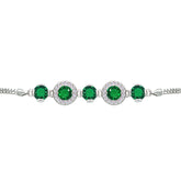 Asfour Crystal Tennis Bracelet With Turquoise Pear & Emerald Zircon In 925 Sterling Silver